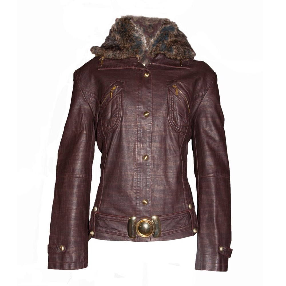 Faux Leather Bomber Jacket